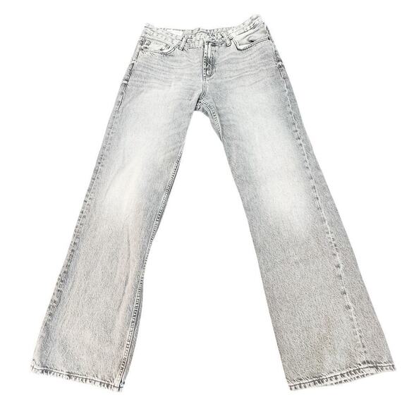 Zara Wide Leg Denim Jeans Zip Fly Gray Wash Loose Fit Size 12 - Picture 2 of 6